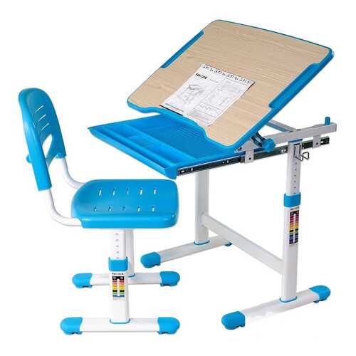 Парта со стулом Fun Desk PICCOLINO Blue (голубой) в Много Мебели