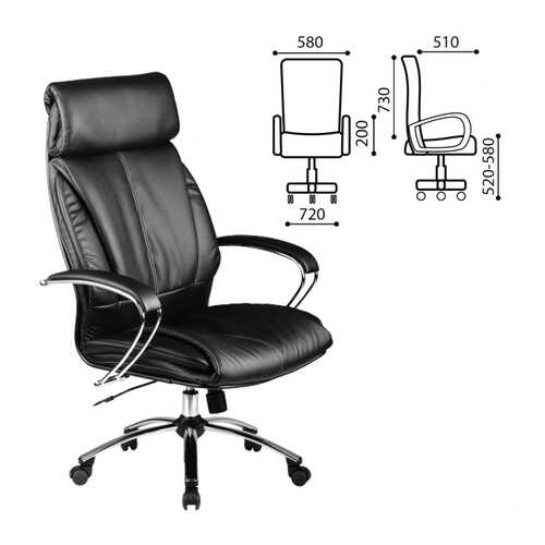 Кресло офисное МЕТТА LK-13CH, кожа, хром, черное в Много Мебели